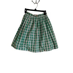 Shabby Apple A Line Green and white checker skirt